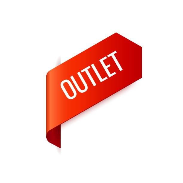 Red Vector left bookmark on white background. Outlet